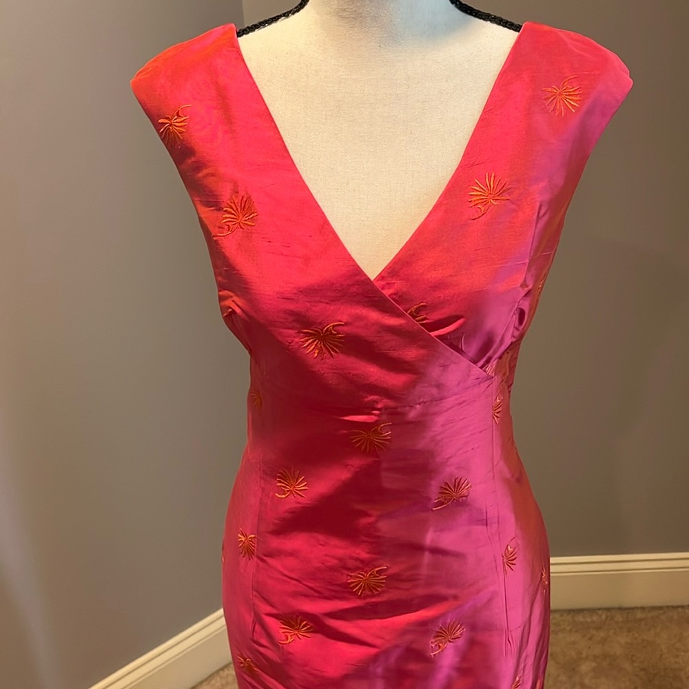 Finity Pink And Orange Embroidered Dress View 2